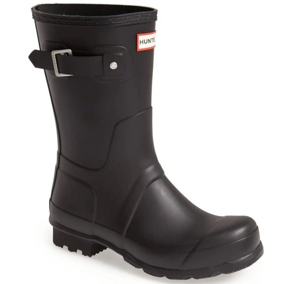 HUNTER MEN'S ORIGINAL BLACK SHORT RAIN BOOTS - Picture 1 of 6